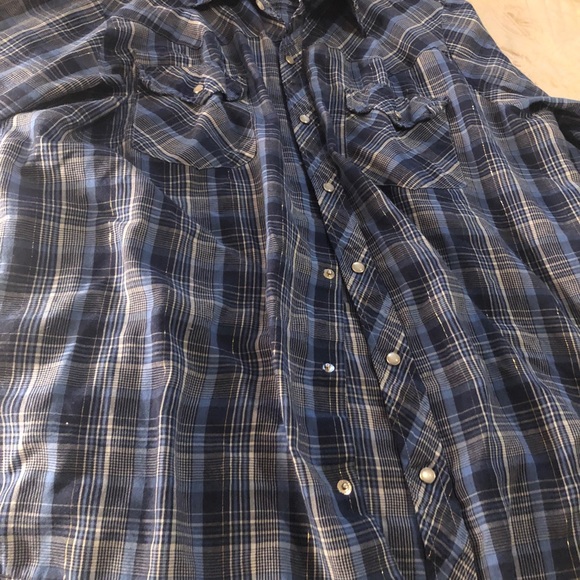 Vintage Stage II Western Plaid lightweight Pearl Snap Shirt Fancy sparkle 16 34 - Picture 12 of 15